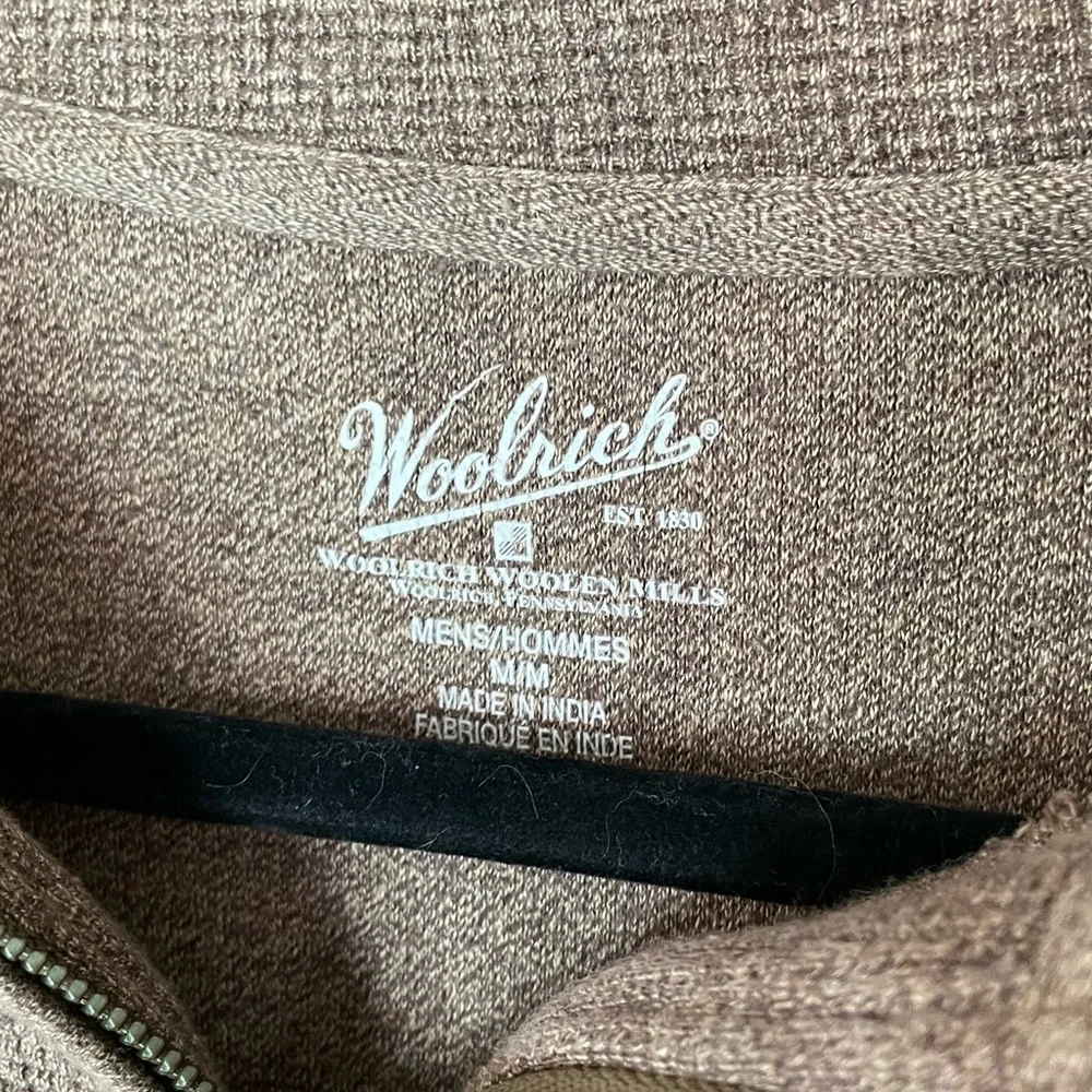 Woolrich Brown Waffle Knit Quarter Zip 100% Cotton‎ Pullover Size Medium